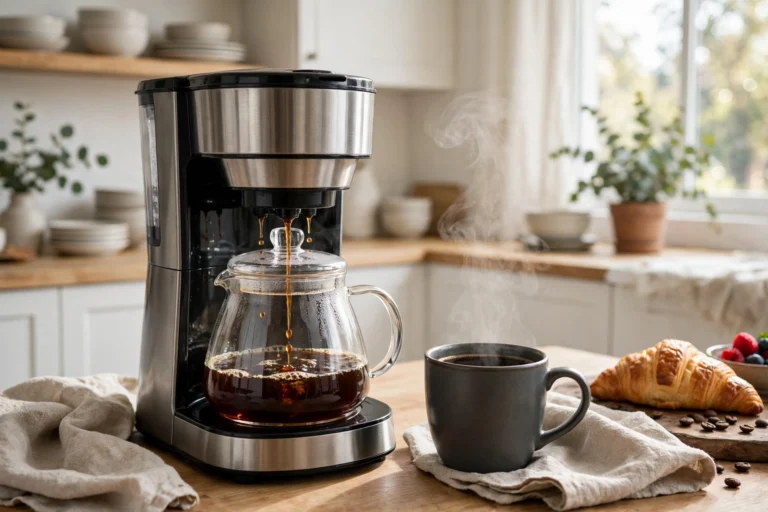 Filtered drip coffee brewing with a paper filter