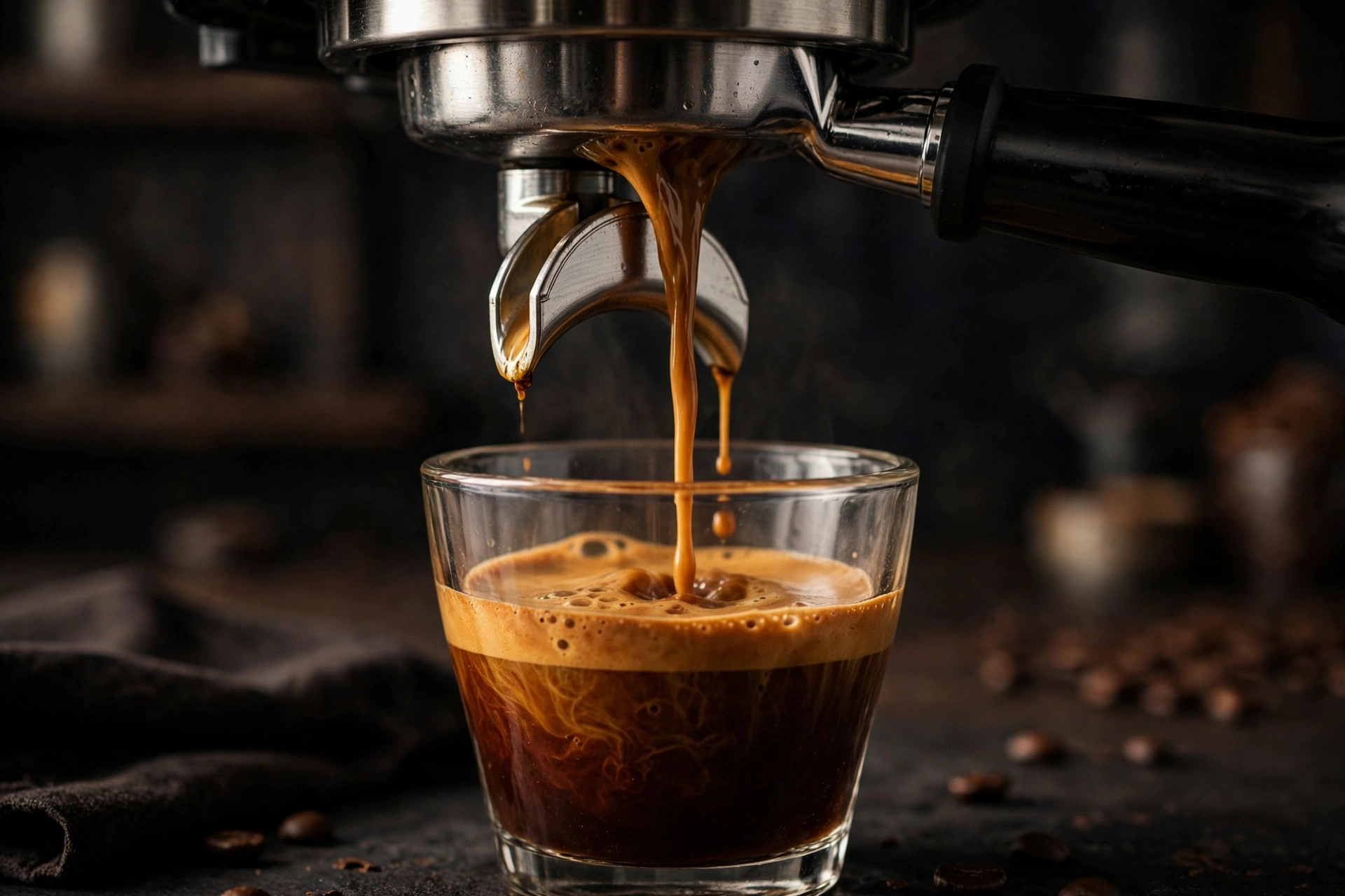Espresso pouring into a cup