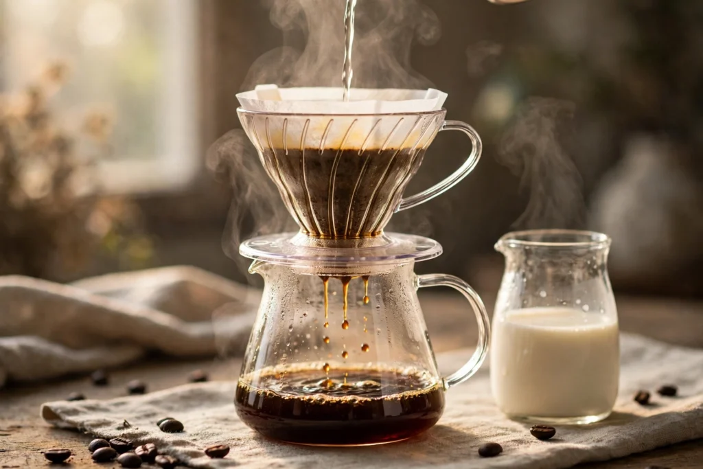 Illustration of pour over coffee for beginners